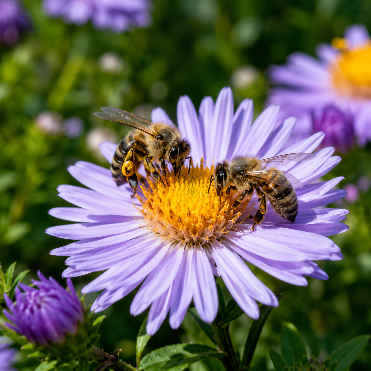 Bees on natural flower
